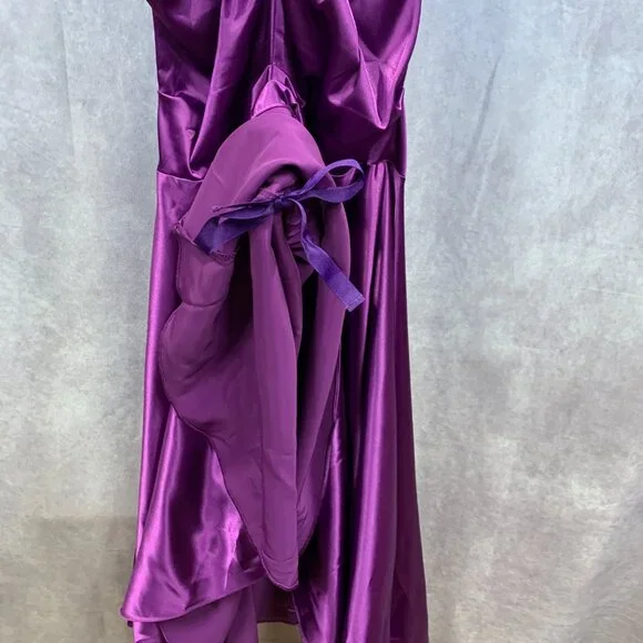 Fitted Satin Mermaid Gown with Embellished Bust, Slit Skirt, and Tie Bustle - Picture 10 of 13
